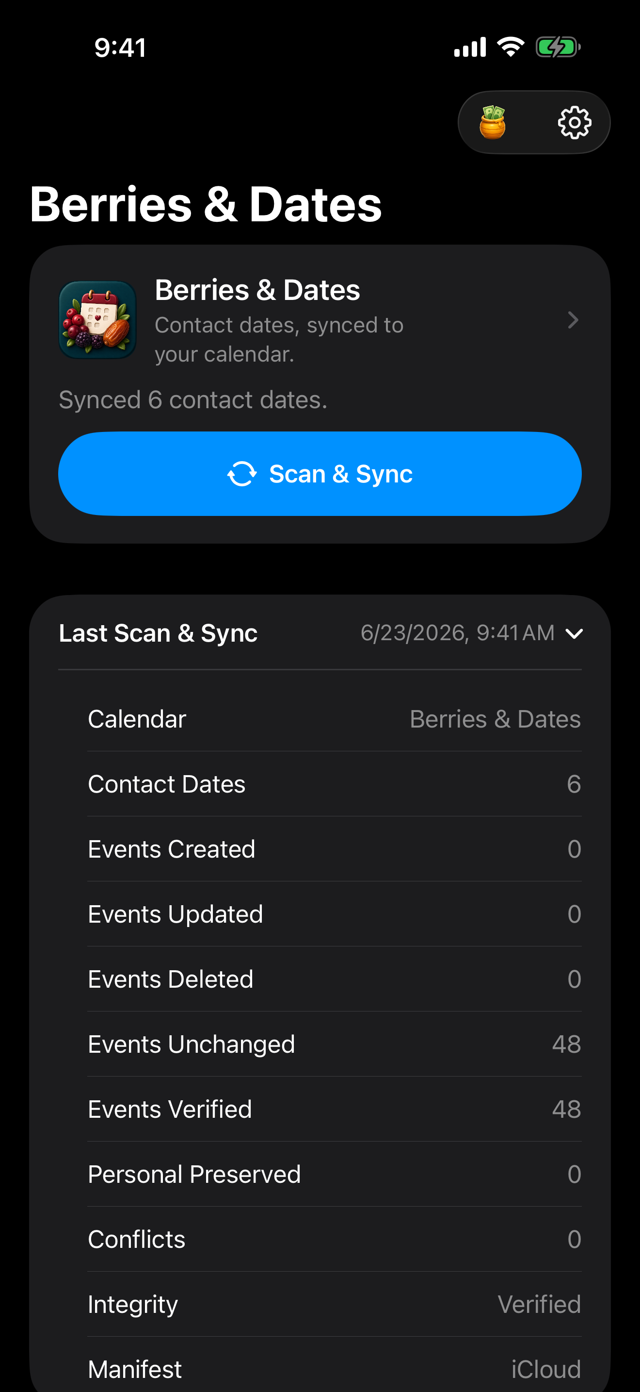 Expanded Last Scan and Sync verification details